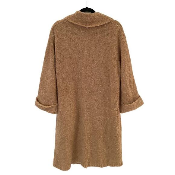 Lush Shawl Lapel Long Cardigan in Camel Long Sleeve Pockets Size Small - Picture 7 of 10